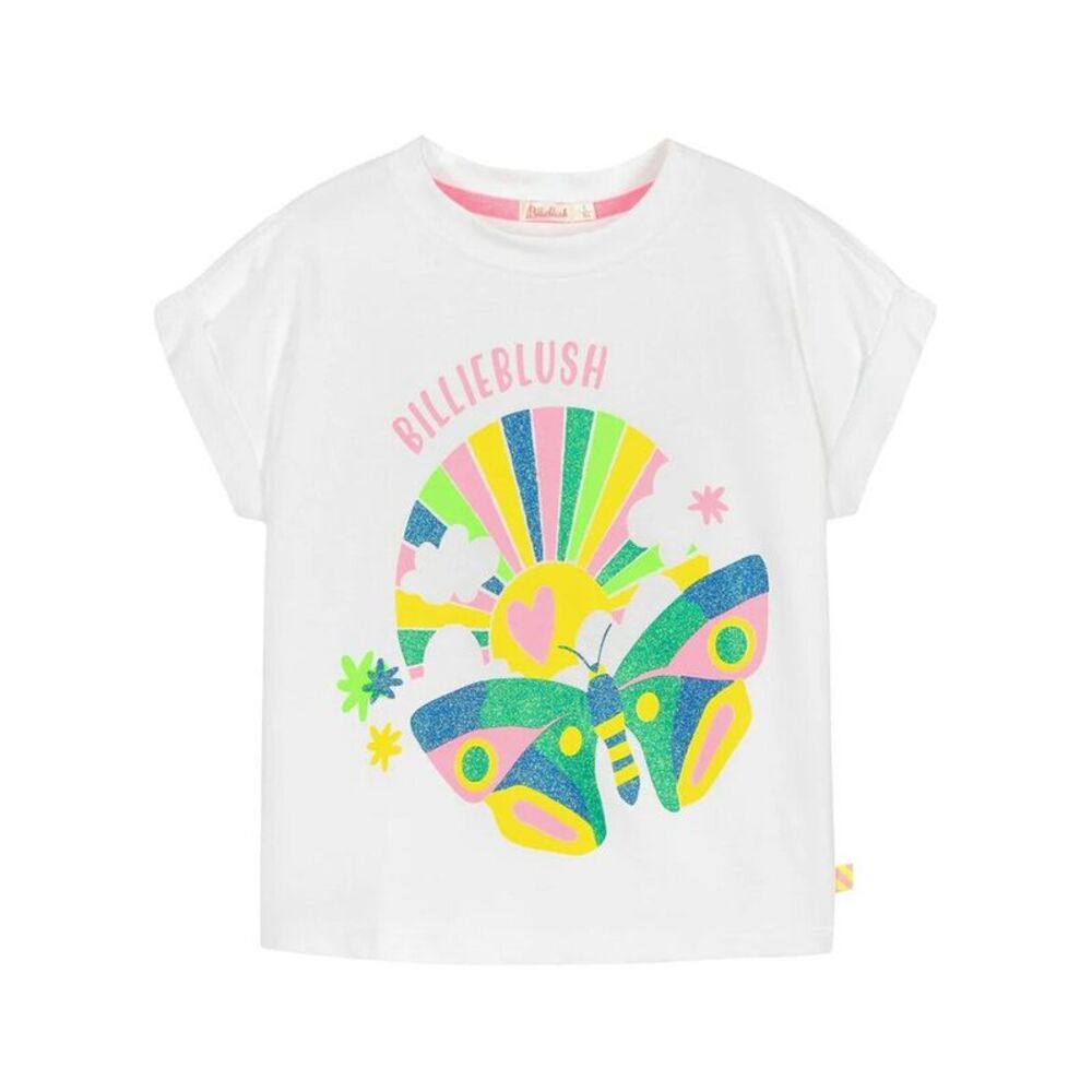 Billieblush Girls  Butterfly Logo T-Shirt, White